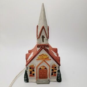 Vintage 1989 Rex & Lee Lighted Ceramic‎ Church Christmas Village House